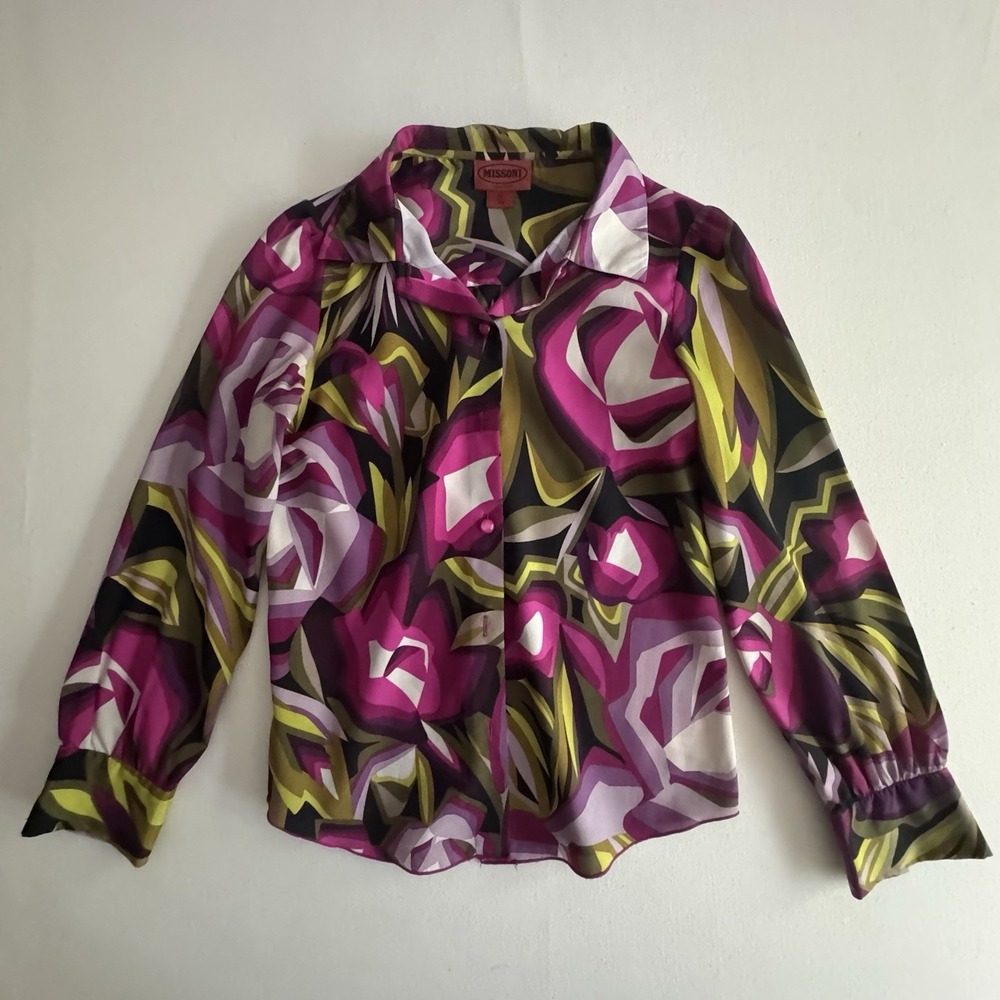 Missoni for Target Blouse Size XS Tropical Floral Button Down Mod Botanical - Picture 2 of 14
